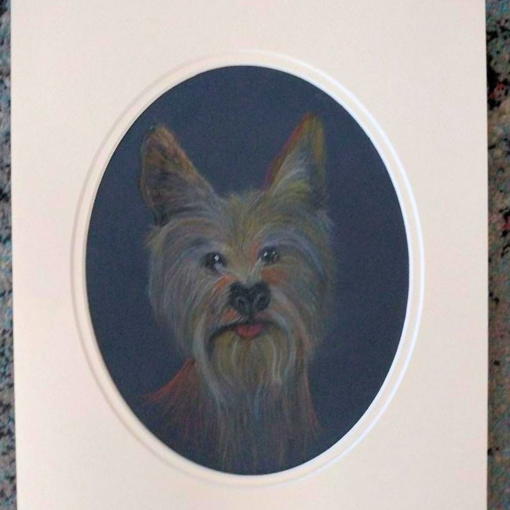 YORKIE DOG PAINTING 9 X 12 OVAL CANVAS